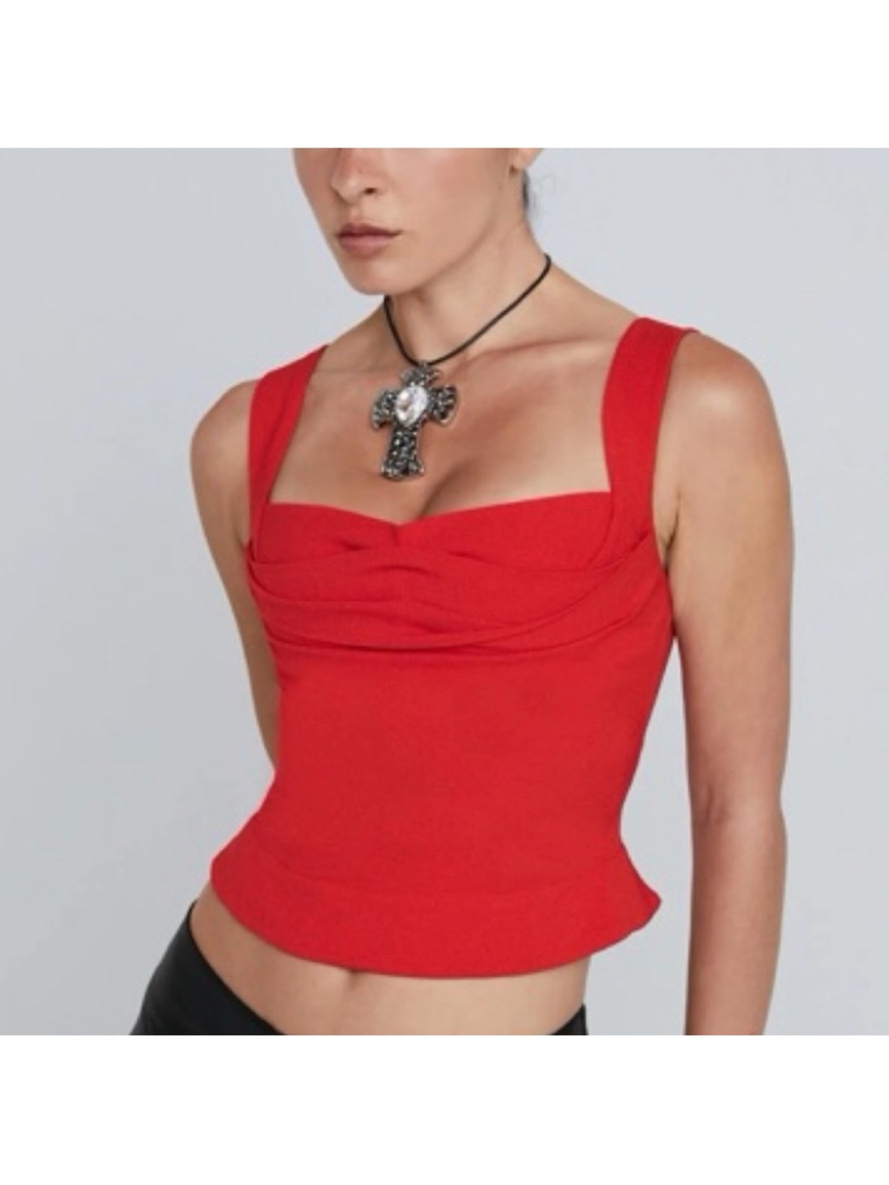 Miaou Red Cowl-Neck Camisole Top